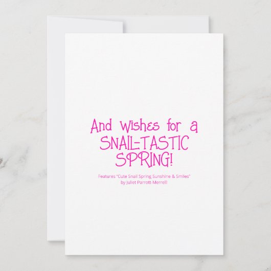 Schattigee Snail Sending Smiles Spring | groet Kaart (Achterkant)