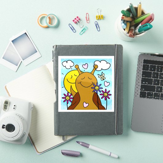 Schattigee Snail Sending Smiles Spring | vinyl Sticker (iPad Cover)
