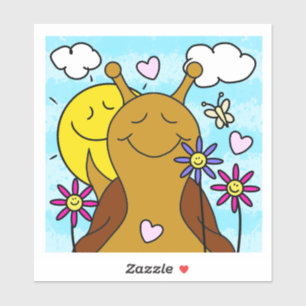 Schattigee Snail Sending Smiles Spring vinyl Sticker
