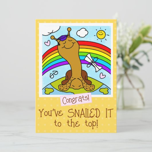 Schattigee Snail SNAILED IT Afstuderen Kleuren Kaart (Staand voorkant)