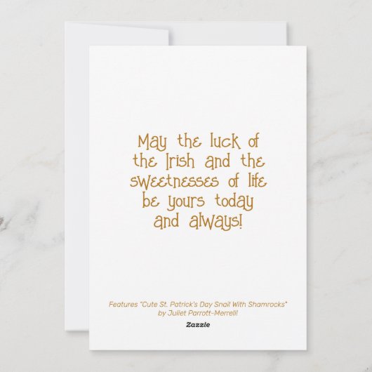 Schattigee Snail St Patricks Day | Feestdagenkaart (Achterkant)