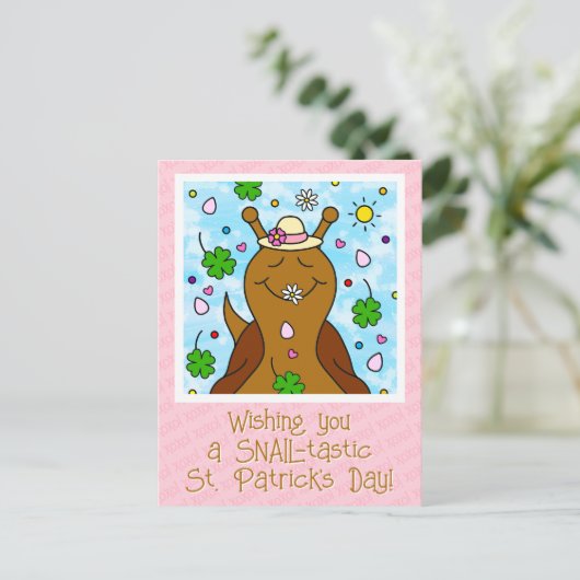 Schattigee Snail St Patricks Day | Feestdagenkaart (Staand voorkant)