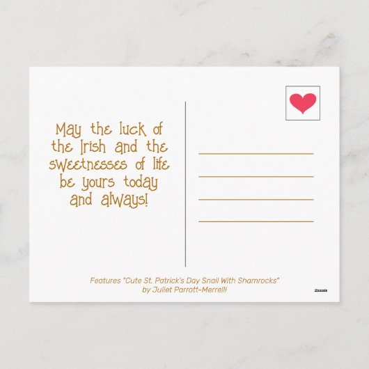 Schattigee Snail St Patricks Day | Feestdagenkaart (Achterkant)