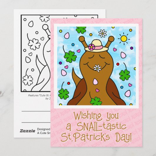 Schattigee Snail St Patricks Day Kleuren | Feestdagenkaart (Voorkant / Achterkant)