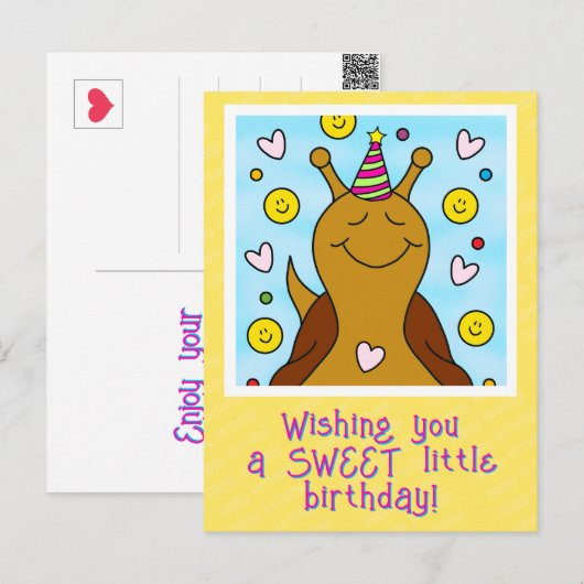 Schattigee Snail Sweet Little Birthday Briefkaart (Voorkant / Achterkant)