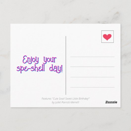 Schattigee Snail Sweet Little Birthday Briefkaart (Achterkant)