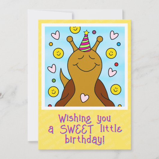 Schattigee Snail Sweet Little Birthday Kleuren | Kaart (Voorkant)