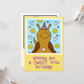 Schattigee Snail Sweet Little Birthday Kleuren | Kaart (Voorkant / Achterkant in situ)
