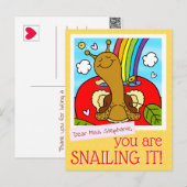 Schattigee Snail Teacher Appreciation Day Bedankt Briefkaart (Voorkant / Achterkant)