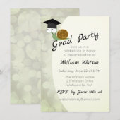 Schattigee Snail Thema Graduation Party Invitation Kaart (Voorkant / Achterkant)