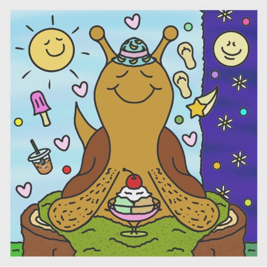 Schattigee Snail Zomer Zonnewende Fun Sticker (Voorkant)