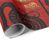 Schattigee Snake Chinees Jaar 2025 Zodiac Verjaard Cadeaupapier (Rol Hoek)