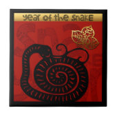 Schattigee Snake Chinees Jaar Zodiac Verjaardagspl Tegeltje (Voorkant)