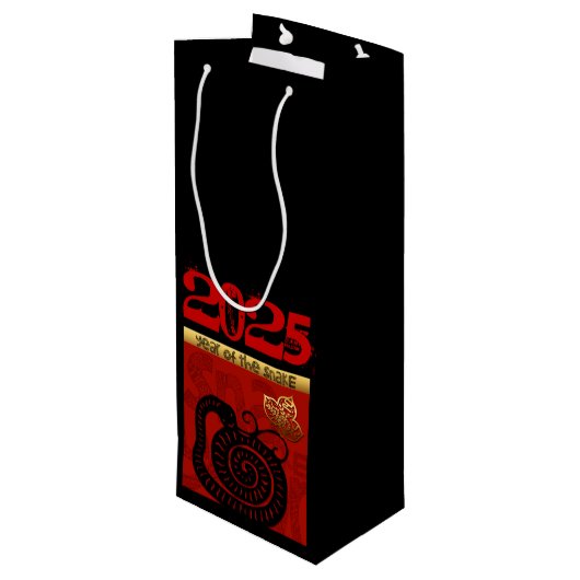 Schattigee Snake Chinees Nieuwjaar Zodiac Verjaard Wijn Cadeautas (Achterkant Gekanteld)