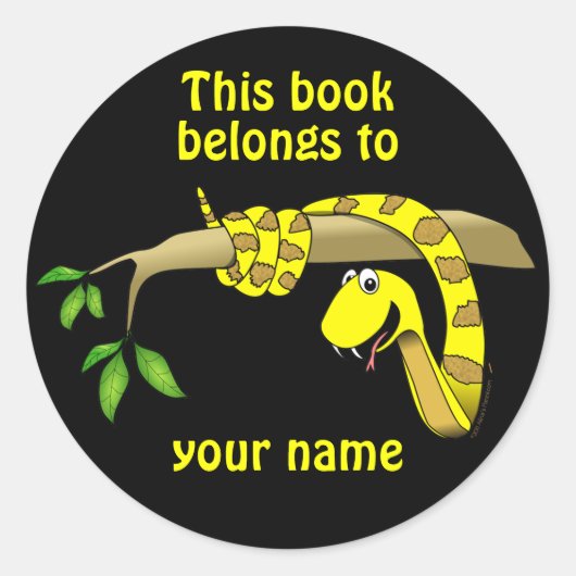 Schattigee Snake in a Tree Reptile Aangepaste Boek Ronde Sticker (Voorkant)