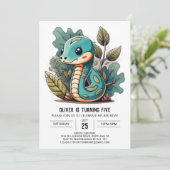 Schattigee Snake Kids Verjaardagsuitnodiging Kaart (Staand voorkant)