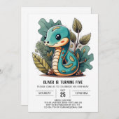 Schattigee Snake Kids Verjaardagsuitnodiging Kaart (Voorkant / Achterkant)