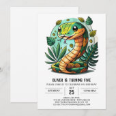 Schattigee Snake Kids Verjaardagsuitnodiging Kaart (Voorkant / Achterkant)