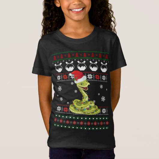 Schattigee Snake Lelijke Sweater Kerst Licht Pyjam T-shirt (Voorkant)