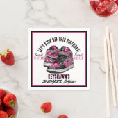 Schattigee Sneaker Ball Roze & Zwarte Verjaardag Servet (Insitu)