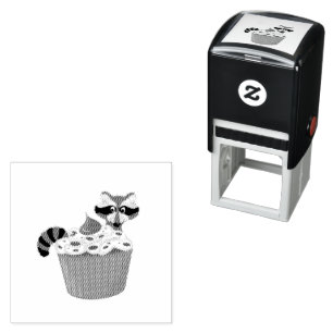 Schattigee Sneaky Wasbeer & Chocolade Chip Cupcake Zelfinktende Stempel