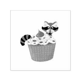 Schattigee Sneaky Wasbeer & Chocolade Chip Cupcake Zelfinktende Stempel