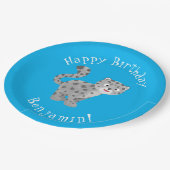 Schattigee sneeuw luipaard gepersonaliseerde carto papieren bordje (Gekanteld)