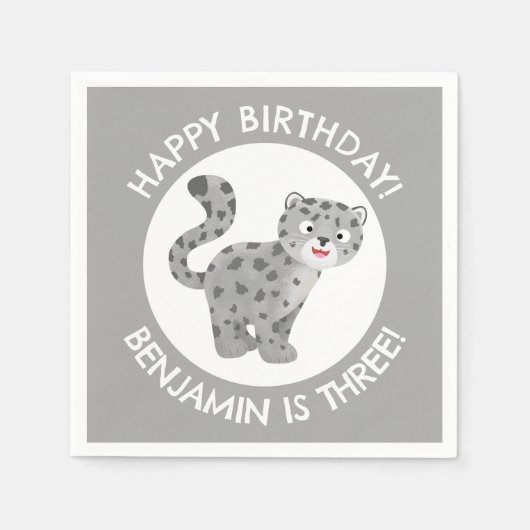 Schattigee sneeuw luipaard gepersonaliseerde carto servet (Voorkant)