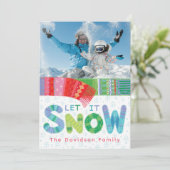 Schattigee sneeuwfoto vakantiecaarten feestdagenkaart (Staand voorkant)