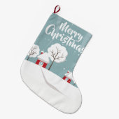 Schattigee sneeuwhuizen en bomen grote kerstsok (Voorkant (Hangend))