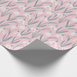 Schattigee Sneeuwklokjes roze Cadeaupapier