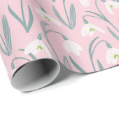 Schattigee Sneeuwklokjes roze Cadeaupapier (Rol Hoek)