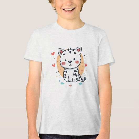 Schattigee sneeuwluipaard met harten Tri-Blend shirt (Voorkant)