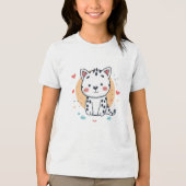 Schattigee sneeuwluipaard met harten Tri-Blend shirt (Voorkant)