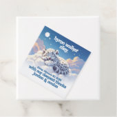 Schattigee sneeuwluipaard slaapt op wolken Baby sh Bedankjes Labels (In situ)