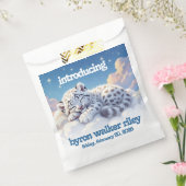 Schattigee sneeuwluipaard slaapt op wolken Baby sh Bedankzakje (Gezegeld)