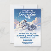 Schattigee sneeuwluipaard slaapt op wolken Baby sh Kaart (Voorkant)