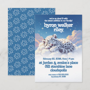 Schattigee sneeuwluipaard slaapt op wolken Baby sh Kaart