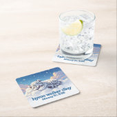 Schattigee sneeuwluipaard slaapt op wolken Baby sh Kartonnen Onderzetters (Insitu)