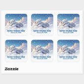 Schattigee sneeuwluipaard slaapt op wolken Baby sh Vierkante Sticker (Vel)