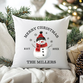 Schattigee sneeuwman aangepaste kerst kussen