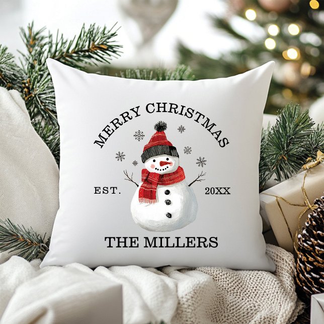 Schattigee sneeuwman aangepaste kerst kussen (Cute Snowman Custom Christmas Throw Pillow Decoration )