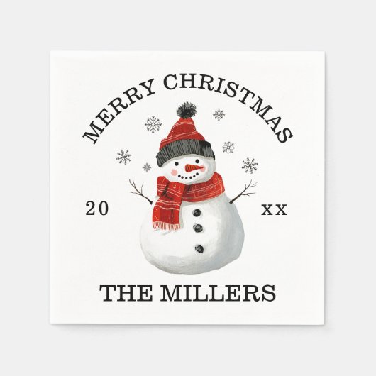 Schattigee sneeuwman aangepaste kerst servet (Voorkant)