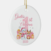 Schattigee sneeuwman Baby Girl's eerste kerst Orna Keramisch Ornament (Rechts)