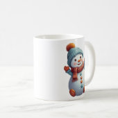 Schattigee sneeuwman Blauwgroen Oranje winterkoffi Koffiemok (Voorkant rechts)