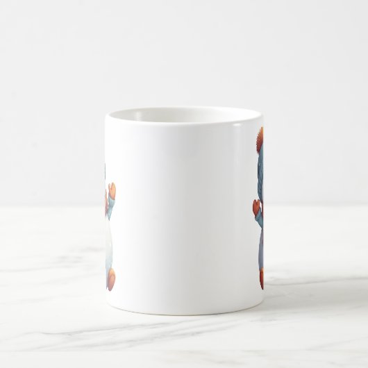 Schattigee sneeuwman Blauwgroen Oranje winterkoffi Koffiemok (Center)