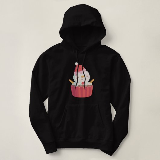 Schattigee Sneeuwman Cupcake Grappig Hoodie (Design voorkant)