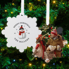 Schattigee Sneeuwman Custom Christmas Photo Keepsa Ornament Kaart