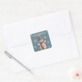 Schattigee  Sneeuwman Custom Christmas Vierkante Sticker (Envelop)