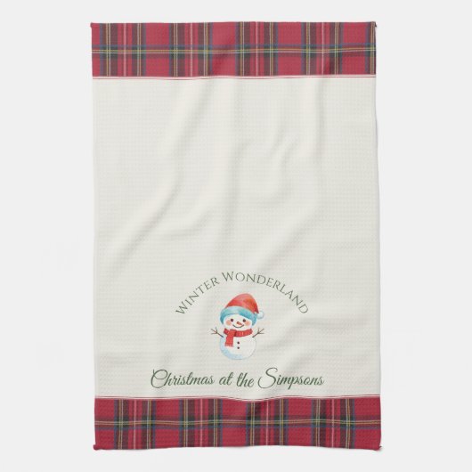 Schattigee Sneeuwman Custom Gepersonaliseerd Naam Theedoek (Verticaal)